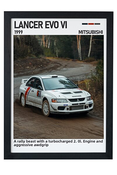 gxe.art Pictură cu poster cu cadru din lemn Mitsubishi Lancer EVO VI – Legend...