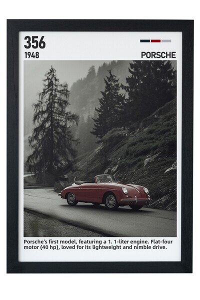 gxe.art Pictură cu poster cu rama din lemn Porsche 356 – Design clasic german