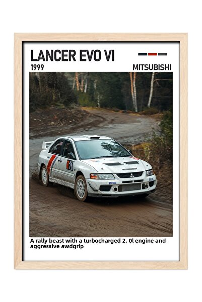 gxe.art Pictură cu poster cu cadru din lemn Mitsubishi Lancer EVO VI – Legend...