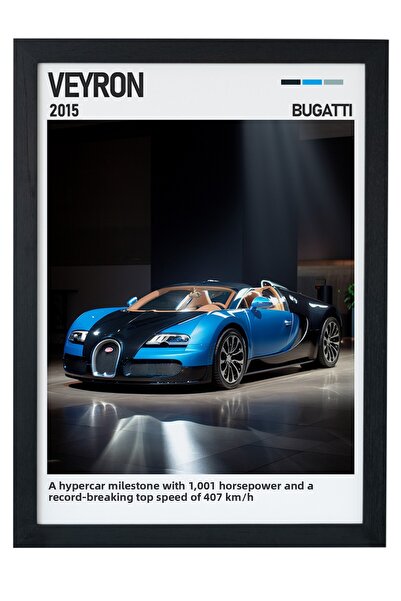 gxe.art Pictură cu poster cu rame din lemn Bugatti Veyron – Design super sportiv