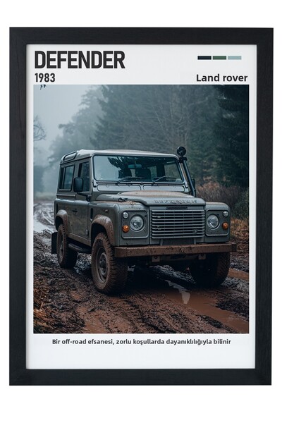 gxe.art Εικονογράφηση αφίσας με ξύλινο πλαίσιο Land Rover Defender – Μύθος το...