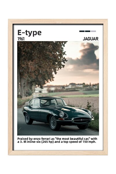 gxe.art Ζωγραφική αφίσα με ξύλινο πλαίσιο Jaguar E-Type – Το πιο όμορφο αυτοκ...
