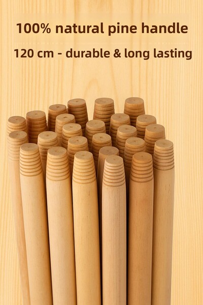 VENON ☀️ عصا تنظيف خشبية بمقبض 120 سم، عصا كنس، عصا تنظيف، عصا خشبية