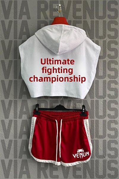 Vordevia Ufc Printed 100% Cotton Hooded Zero Sleeve Crop and Special Jersey F...