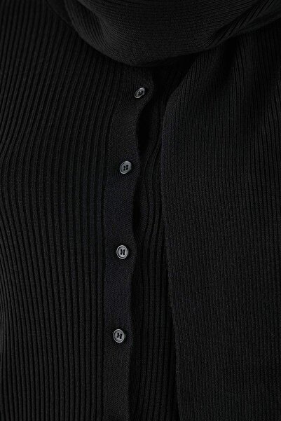 Trendyol Curve Μαύρη πλεκτή ζακέτα με λεπτομέρεια σάλι με λαιμόκοψη TBBAW26AV00057