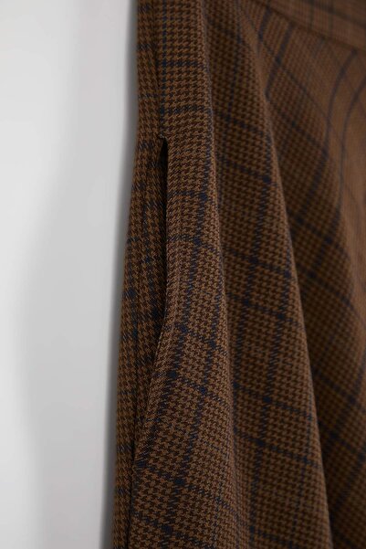 Trendyol Collection Brown Plaid Bell/A-Line Flounces Woven Long Maxi Skirt Twoaw26Et00165