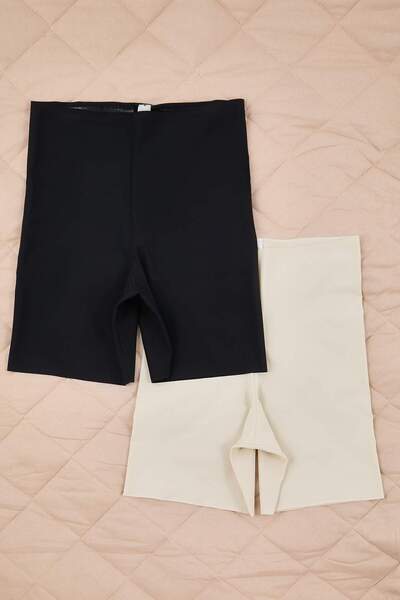 Trendyol Curve Μαύρο-Καφέ 2'li Micro Εσώρουχο Με Ψηλή Μέση Χωρίς Ραφές Μεγάλο Μέγεθος TBBAW26CM00012