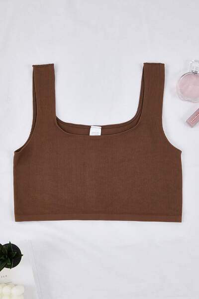 Trendyol Curve Καφέ χωρίς ραφές / χωρίς ραφές Εύκαμπτο πλεκτό σουτιέν χωρίς κορδόνια και καπάκια TBBSS23CW00000