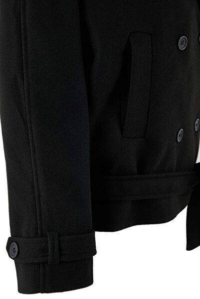 Trendyol Curve Black Oversize Large Size Coat Twoaw26Dd00008