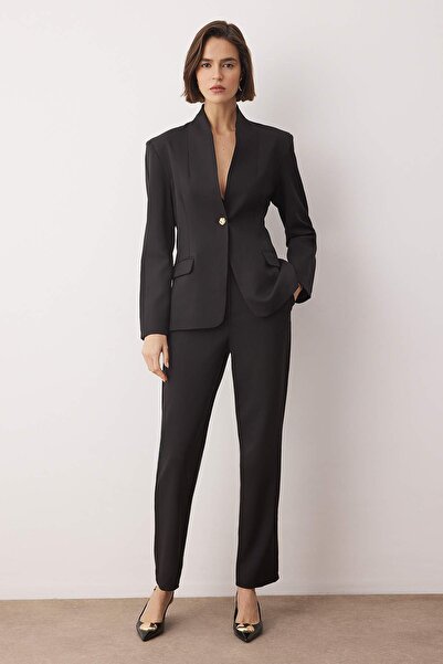 Trendyol Collection Black Button Detailed Woven Bottom-Top Two-Piece Suit Twoaw26Au00153