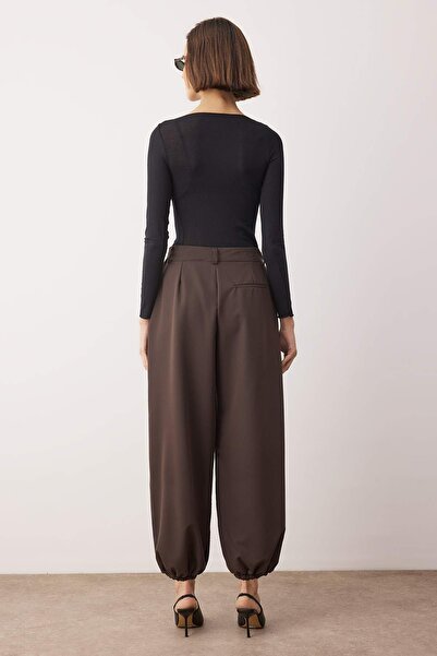 Trendyol Collection Brown High Waist Woven Baggy Trousers Twoaw26Pl00169