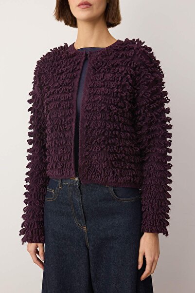 Trendyol Collection Μωβ πλεκτή ζακέτα με λαιμόκοψη TWOAW26HI00300