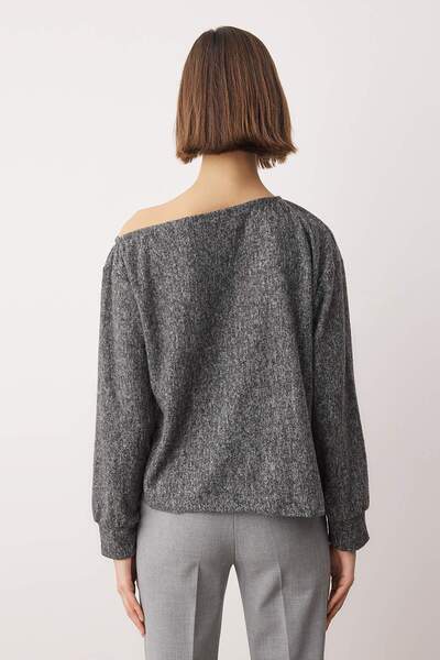 Trendyol Collection Anthracite Yumoş Regular/Normal Fit Drop Shoulder Knitted Blouse Twoaw26Bz00343