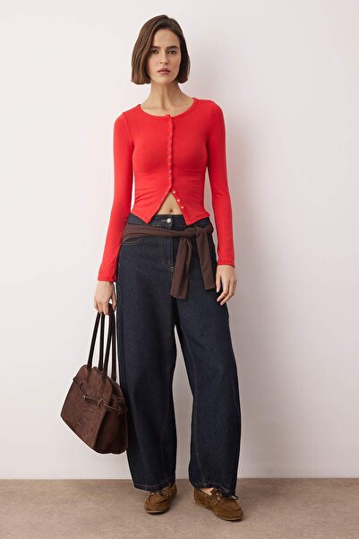 Trendyol Collection Red Knitted Blouse Twoaw26Bz00193