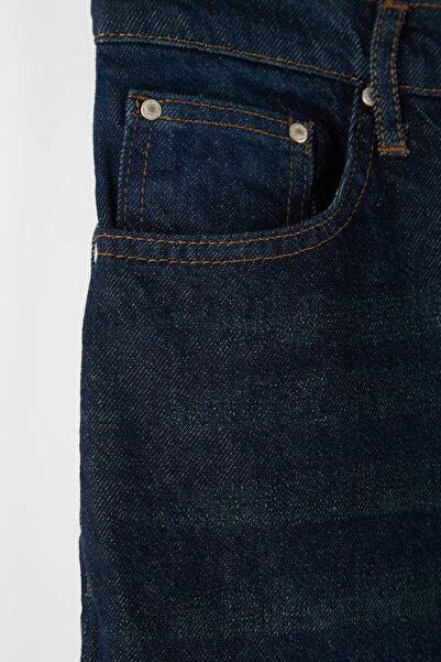 Trendyol Curve Σκούρο μπλε ψηλόμεσο τζιν 90s Straight Fit Plus Size TBBAW26CJ00052