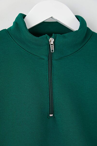 TRENDYOLKIDS Emerald Green Plain Knitted Sweatshirt Tkdaw26Sw00008
