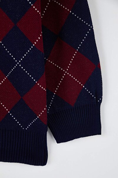 Trendyol Curve Marineblauer Strickpullover mit Baklava-Muster TBBAW26AN00072