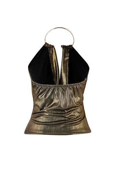 Trendyol Collection Taba Accessory Detailed Degaje Collar Knitted Party Blouse Tpraw26Bz00062