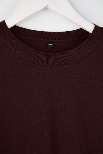 Trendyol Curve Brauner Merserize-Look Premium-Garn / Spezielles Garn Basic-Strickpullover TBBAW26AN00068