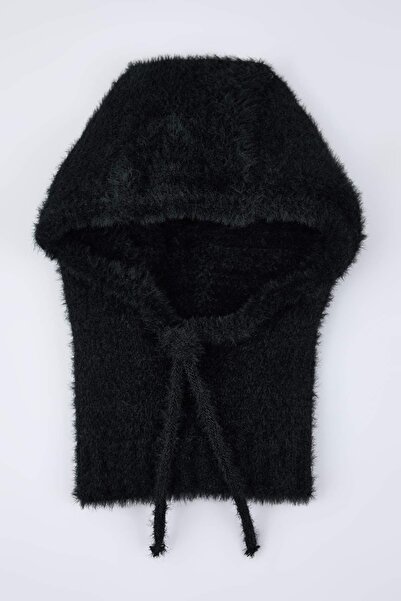 Trendyol Collection Μαλακό πλεκτό μπαλακλάβα με μαύρο κορδόνι που τυλίγει το κεφάλι