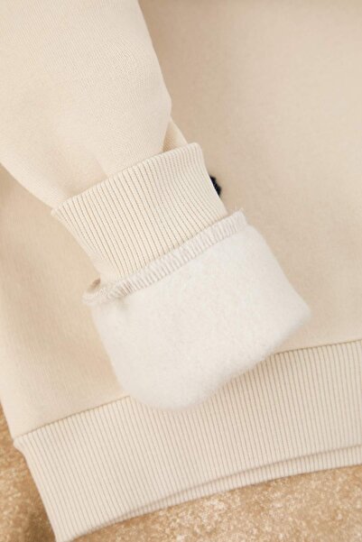 TRENDYOLKIDS Ecru Printed Knitted Bottom - Top Set Tkdaw26Au00072