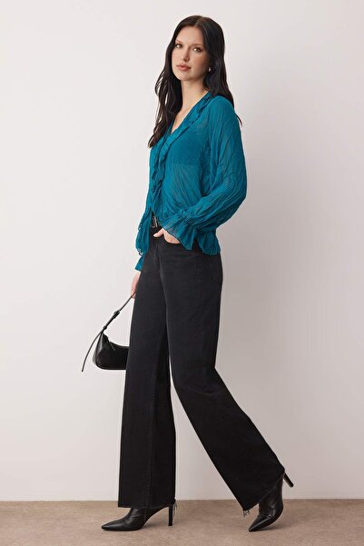 Trendyol Collection Πουκάμισο από σιφόν με αποχρωματισμένο ρυτιδωμένο εφέ TWOAW26GO00070