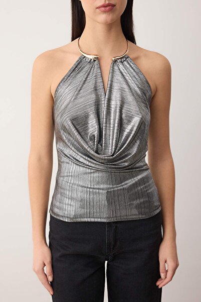 Trendyol Collection Πλεκτή μπλούζα για πάρτι με λεπτομέρεια από ασημί αξεσουάρ TPRAW26BZ00062