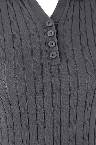 Trendyol Curve Γκρι πλεκτή μπλούζα με λεπτό πλεκτό γιακά πόλο TBBAW26AF00005