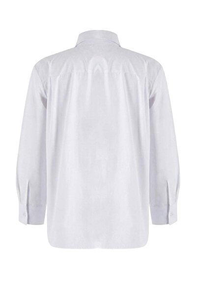 Trendyol Collection White Tie Wide-Cut Shirt Twoaw26Go00142