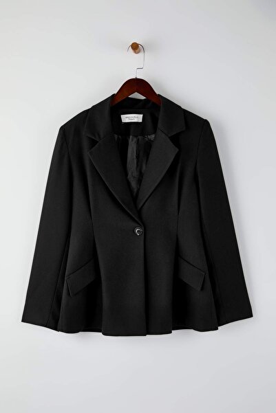 Trendyol Collection Exclusive Special Collection Black Fitted Cashmere Blazer Jacket Twoaw26Bc00054