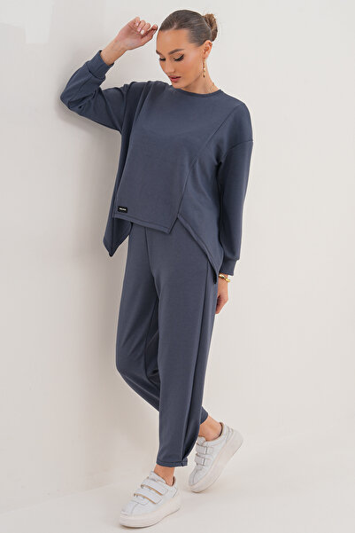 MAG FASHİON Antracit set Pantaloni cu poziție asimetrică a corpului cu detali...