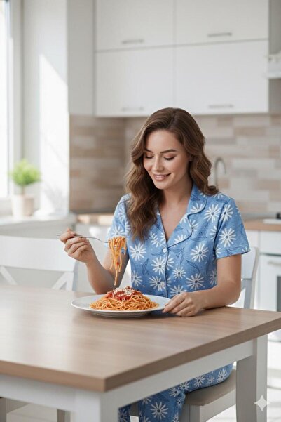 Sude HOMEWEAR Σετ γυναικεία πιτζάμα με σχέδιο Daisy - κοντομάνικο