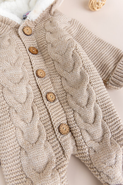 Babymod Knitwear Knitted Welsoft Lined Hooded Winter Baby Rompers