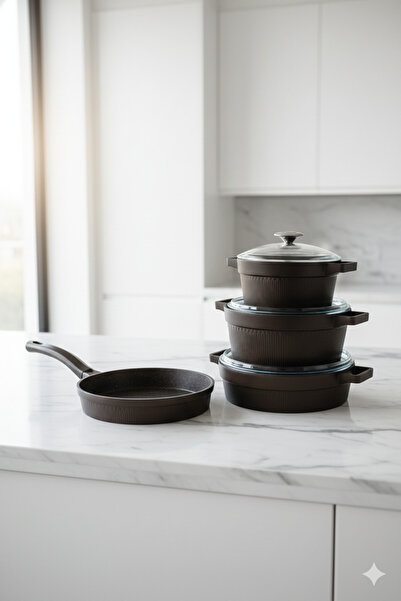 Masterchef Master Chef Die-Cast 7-Piece Striped Cookware Set