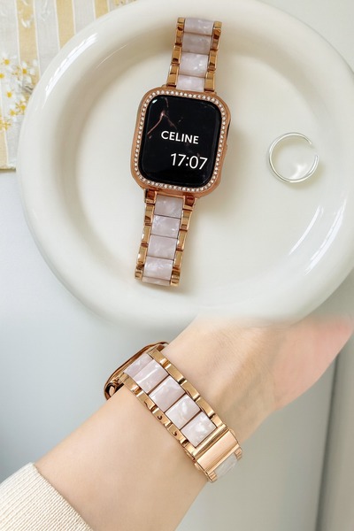 Alstrap Apple Watch 11-10(42mm) 9-8-7 (41mm) 6 5 4 Se(40mm) Compatible Ceramic Metal Stylish Bracelet Band Strap