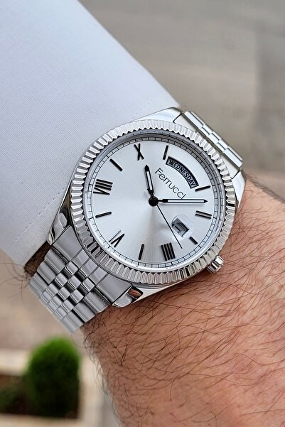 Ferrucci Silver Renk 24 Ay Garantili 41 mm Göstergeleri Aktif Erkek Kol Saati