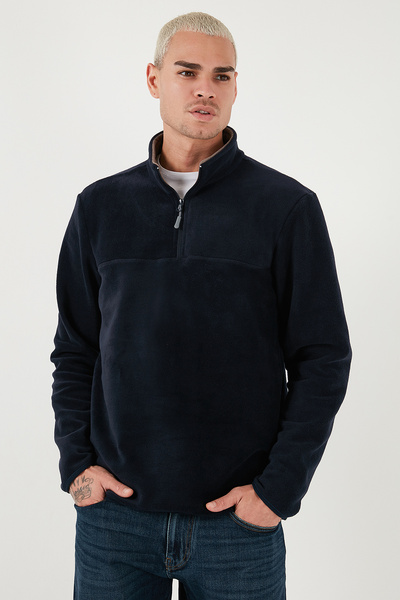 Buratti Regular Fit Anti-Pilling Non-Pilling Mock Neck Cold-Proof Fleece-Lined Fleece Men's Pola