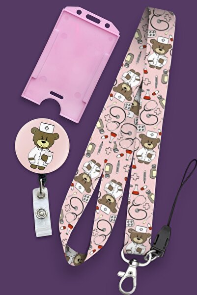 MİLLENEX Mutlu Ayı Sağlıkçı Hemşire Boyun Askı İpi Askı 3 Lü Set Boyun İpi Yo...