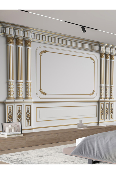 dreamwall Vintage Altın Çerçeve Sütun Desenli Duvar Kağıdı