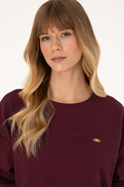 U.S. Polo Assn. Women's Burgundy Crew Neck Sweatshirt 50309454-Vr177