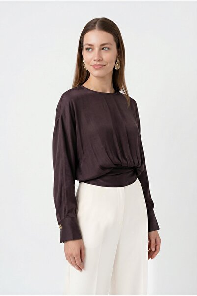 Setre Μακρυμάνικη μπλούζα με λεπτομέρεια σε χρώμα σοκολάτα