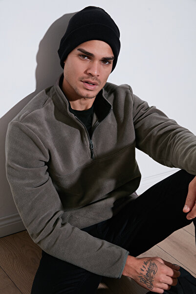Buratti Regular Fit Anti-Pilling Non-Pilling Mock Neck Cold-Proof Fleece-Lined Fleece Men's Pola