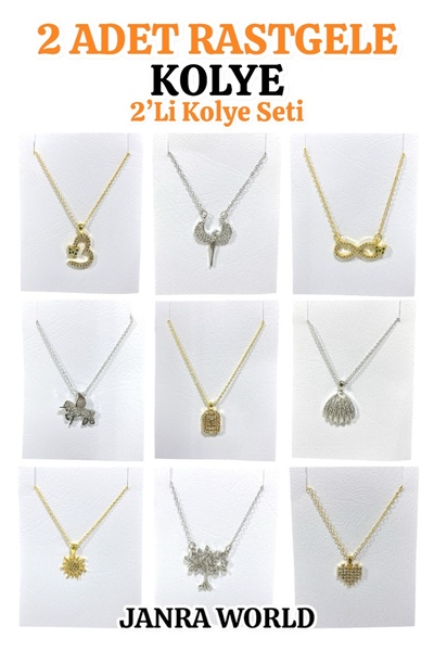 JANRA WORLD 2 Adet Rastgele Zirkon Kolye Sevgiliye, Arkadaşa, Özel Sürpriz Hediye Seti (ikili alımlarda 5 adet)