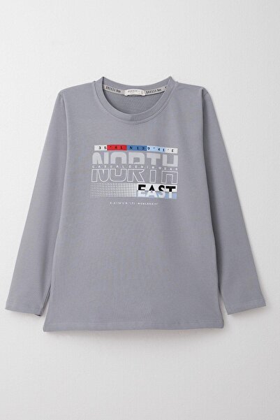 Breeze Boy's Long Sleeve T-Shirt Text Printed 6-12 Years, Gray