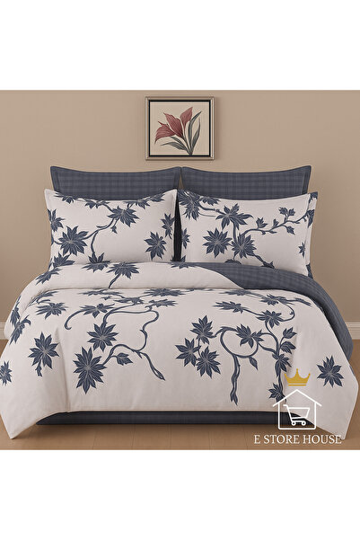 Casa Pucioasa Fine Cotton Bed Linen 6 Pieces - Casa Pucioasa, Blue Floral Pattern