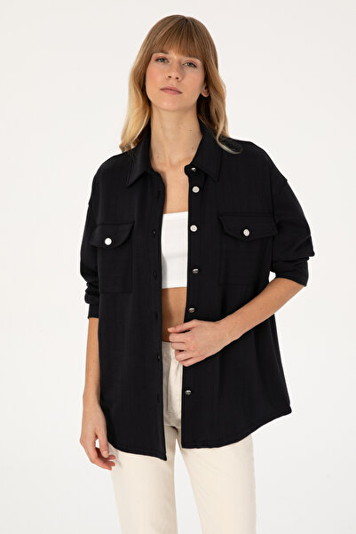 U.S. Polo Assn. Cămașă neagră din material subțire pentru femei 50309510-VR046