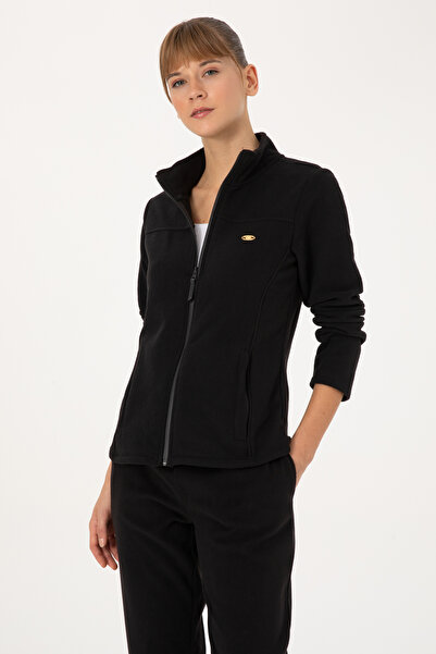 U.S. Polo Assn. Women's Black Zippered Mock Neck Fleece Sweatshirt 50316729-Vr046