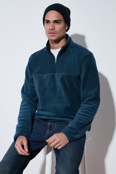 Buratti Regular Fit Anti-Pilling Non-Pilling Mock Neck Cold-Proof Fleece-Lined Fleece Men's Pola