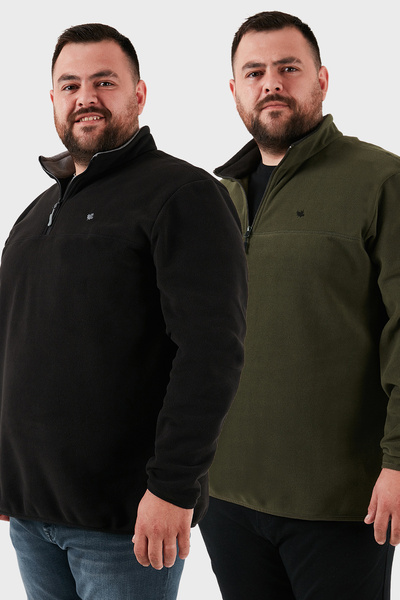 Buratti Regular Fit Anti-Pilling Plus Size ψηλός λαιμός Χειμώνας επένδυση fleece Πακέτο με 2 Ανδρικά φλις POLAR 5