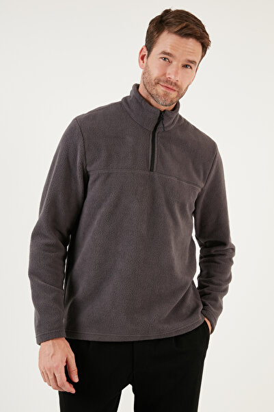 Buratti Slim Fit Half Zipper Soft Texture Fleece-Lined Cold-Proof Winter Fleece Men's Polar 590